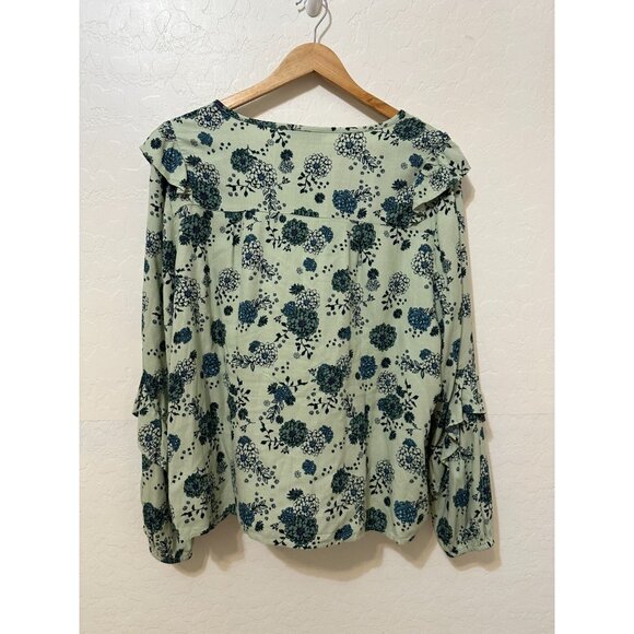 Sonoma Womans Floral Ruffle Top Size XL Bloomcore Peasant Boho Resort Beachy - Picture 5 of 12